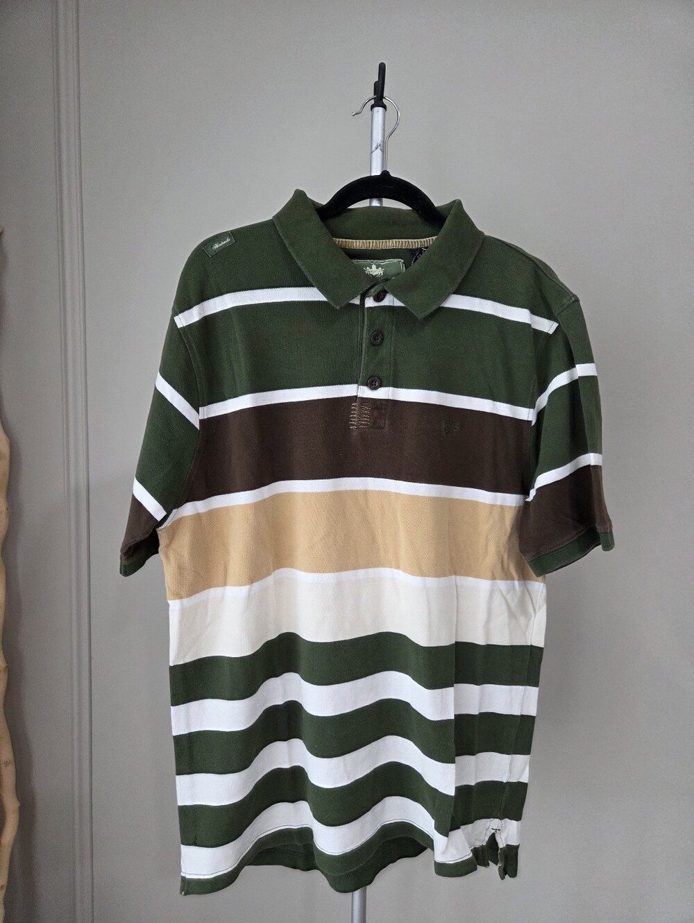 Akademiks Men's Green Striped Polo Shirt - Sz.3XLCasual Short Sleeve